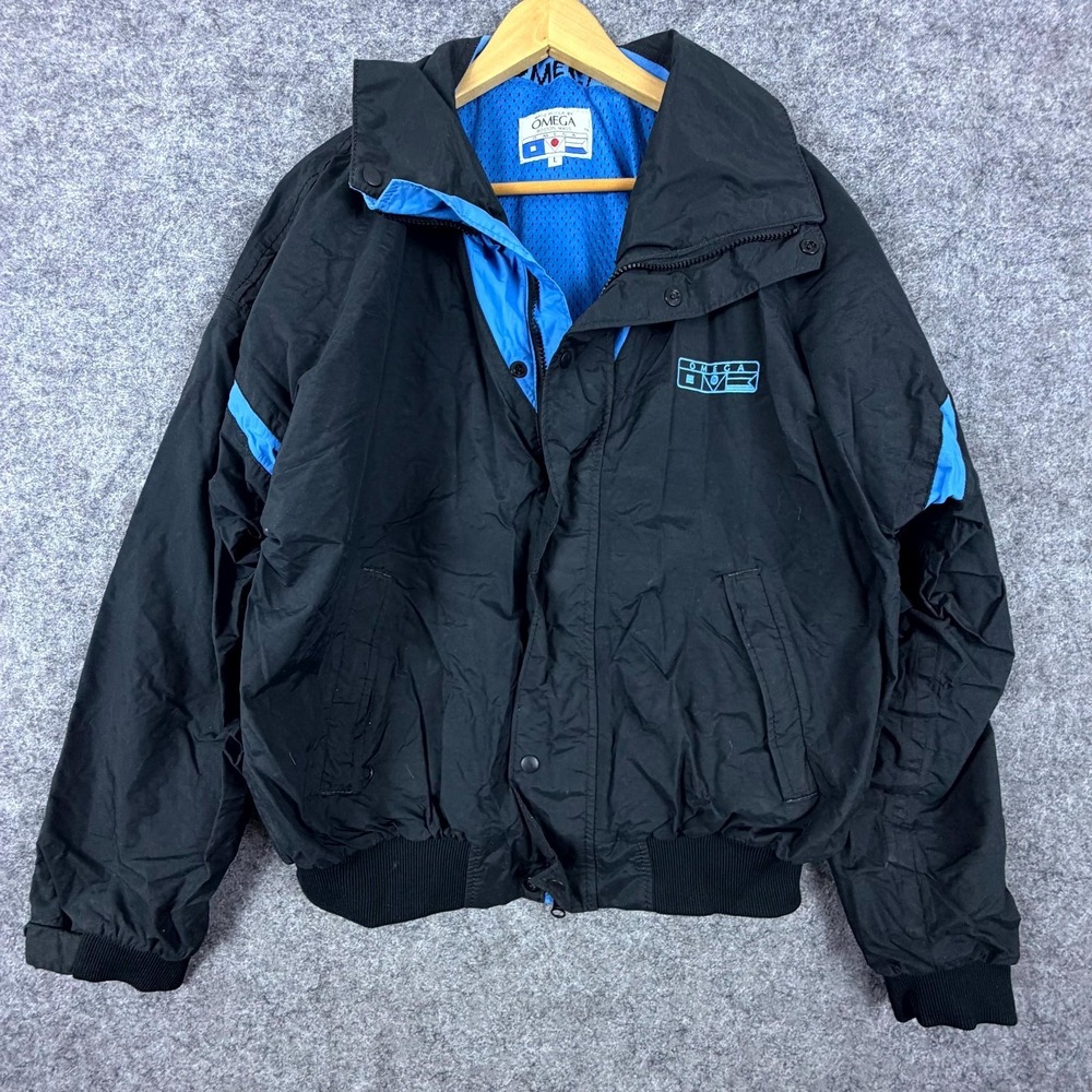 Vintage Omega Jacket Mens L Black Mesh‎ Lined Environmental Defense Ski Sailing
